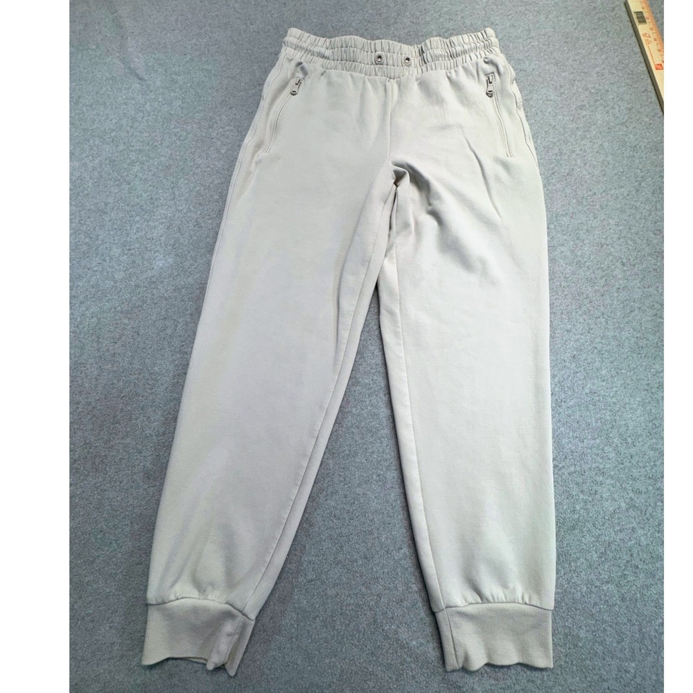 Old Navy Dynamic Fleece Joggers Womens Medium Beigeโ High Rise Zip Pocket Pants